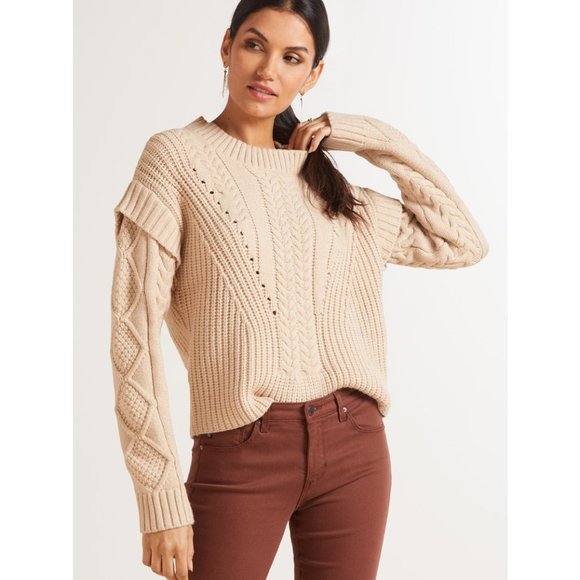 Jamison Myles Cable Pullover Oatmeal Sweater - Picture 1 of 16